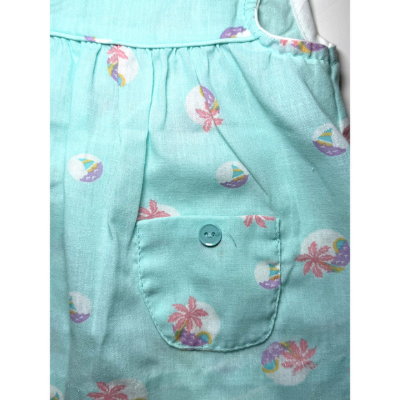 Vintage Precious Originals Dress Girls 12 Months Palm Tree Pocket Button USA 90s - Picture 4 of 7